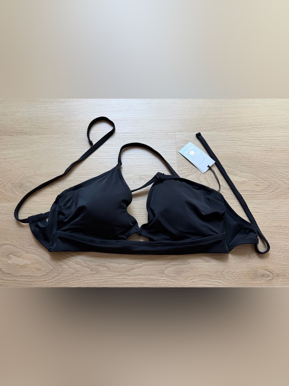 Shade & Shore Women's Black Bikini Swim Top NWT Size 34 DD Removable Pads